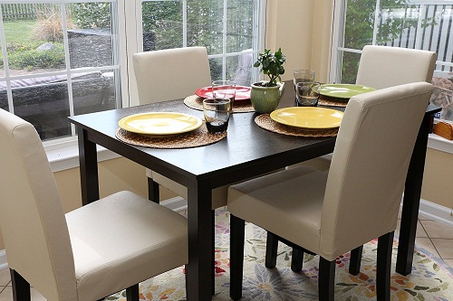 4 person kitchen countertop table with leaf and chair