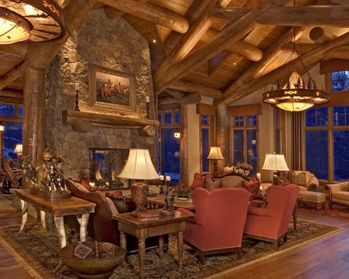 Log Home Living Rooms 13
