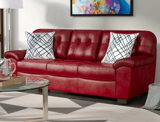 Red Charcoal And Tan Living Room Couch